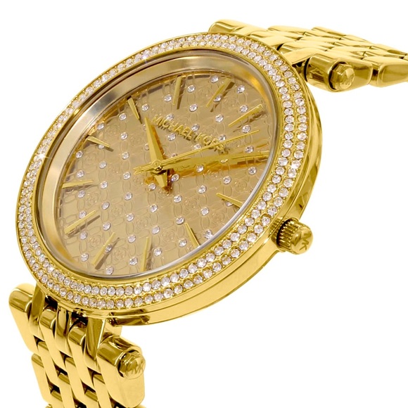 Michael Kors Women\'s Darci Rose Gold-Tone Crystal Accent Watch 39mm